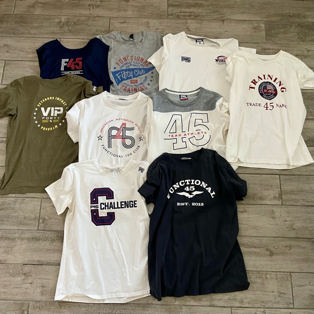 9 F45 Training Shirts Size Medium LOT